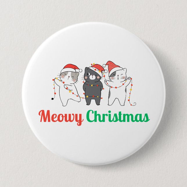 Badge Rond 7,6 Cm Noël Meowy (Devant)