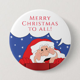 Badge Rond 7,6 Cm Noël Père Noël dit rond