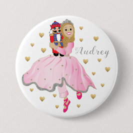Badge Rond 7,6 Cm Noisette de Noël Ballerina