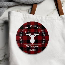 Badge Rond 7,6 Cm Nom de famille Plaid Red and Black Buffalo