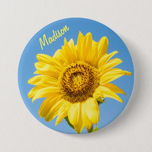 Badge Rond 7,6 Cm Nom personnalisé Sunflower