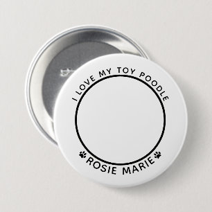 Badge Rond 7,6 Cm Nom photo du chien mignon Empreintes de pattes per