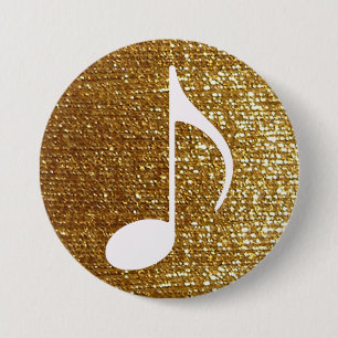 Badge Rond 7,6 Cm note musicale d'or