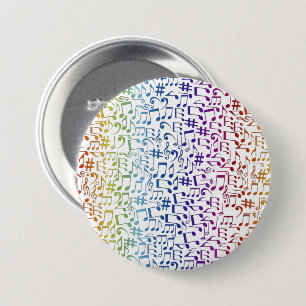 Badge Rond 7,6 Cm Notes de musique colorées dansantes Amoureux de la