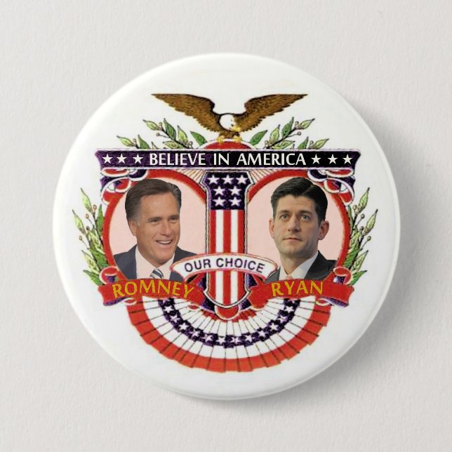Badge Rond 7,6 Cm Notre choix : Romney/Ryan (Devant)