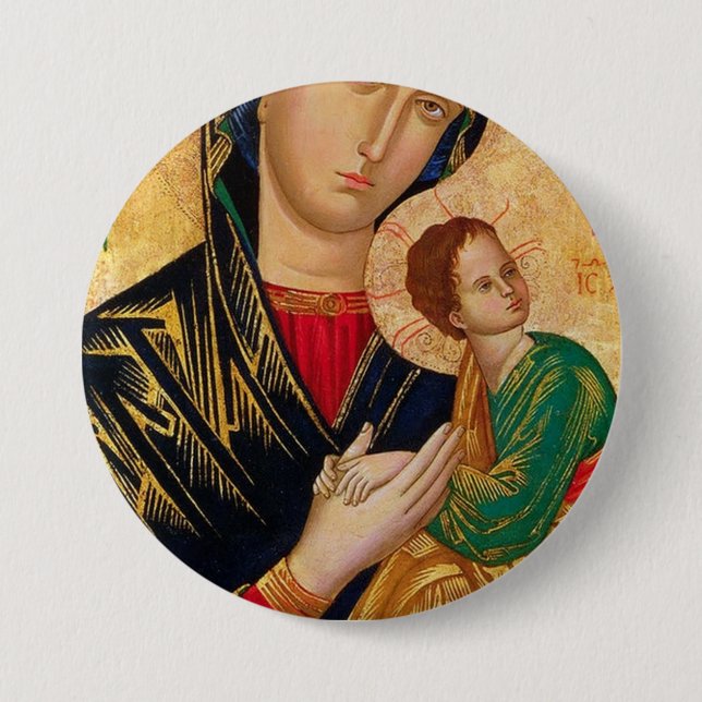 Badge Rond 7,6 Cm Notre Dame de Perpetual Aide (Devant)