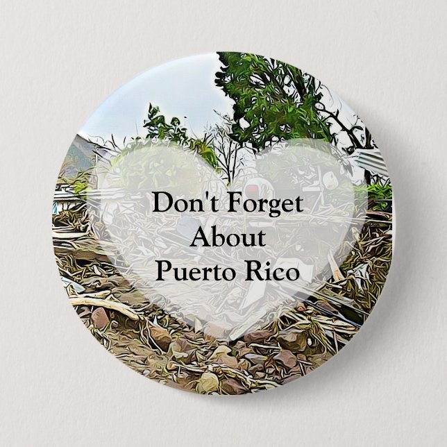 Badge Rond 7,6 Cm N'oubliez pas Porto Rico Button (Devant)