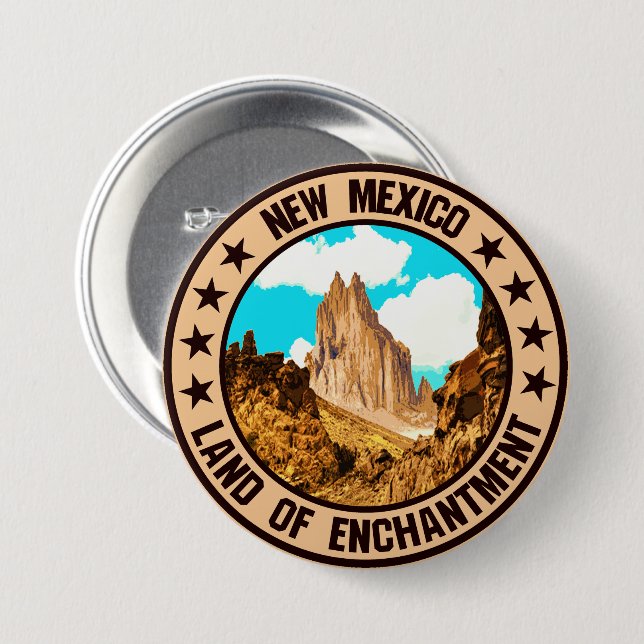 Badge Rond 7,6 Cm Nouveau-Mexique (Devant & derrière)