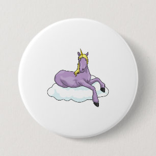 Badge Rond 7,6 Cm Nuage Unicorn