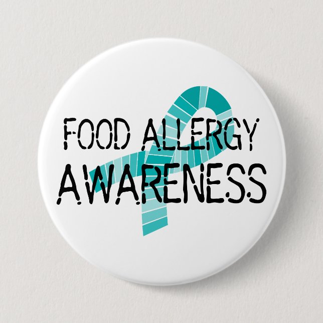 Badge Rond 7,6 Cm Nuances turquoises de conscience d'allergie (Devant)