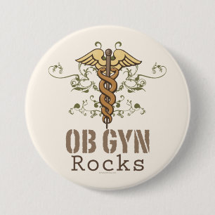 Badge Rond 7,6 Cm OB GYN bascule le bouton