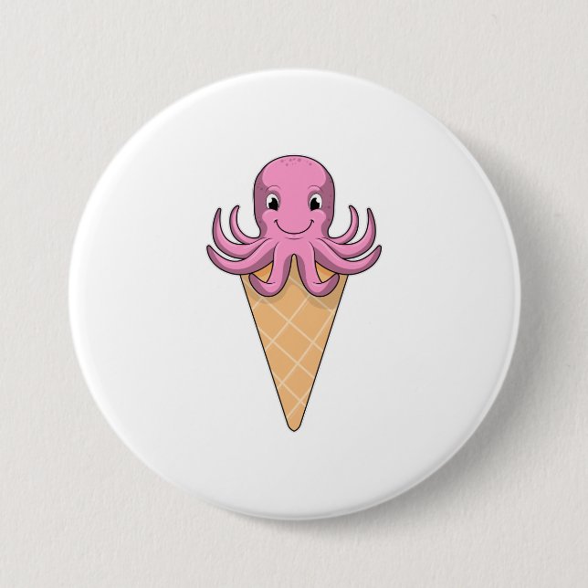 Badge Rond 7,6 Cm Octopus (Devant)