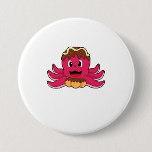 Badge Rond 7,6 Cm Octopus avec gâteau