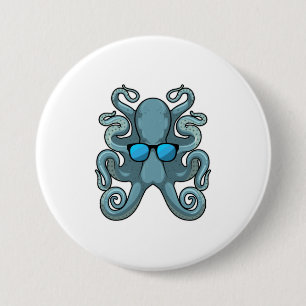 Badge Rond 7,6 Cm Octopus avec lunettes de soleil