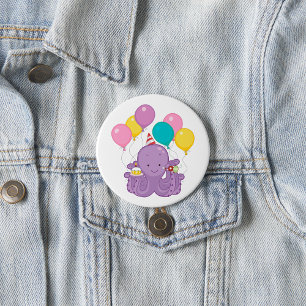 Badge Rond 7,6 Cm Octopus d'anniversaire