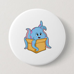 Badge Rond 7,6 Cm Octopus with Packet.