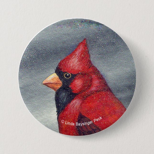 Badge Rond 7,6 Cm Oiseau cardinal rouge rond (Devant)