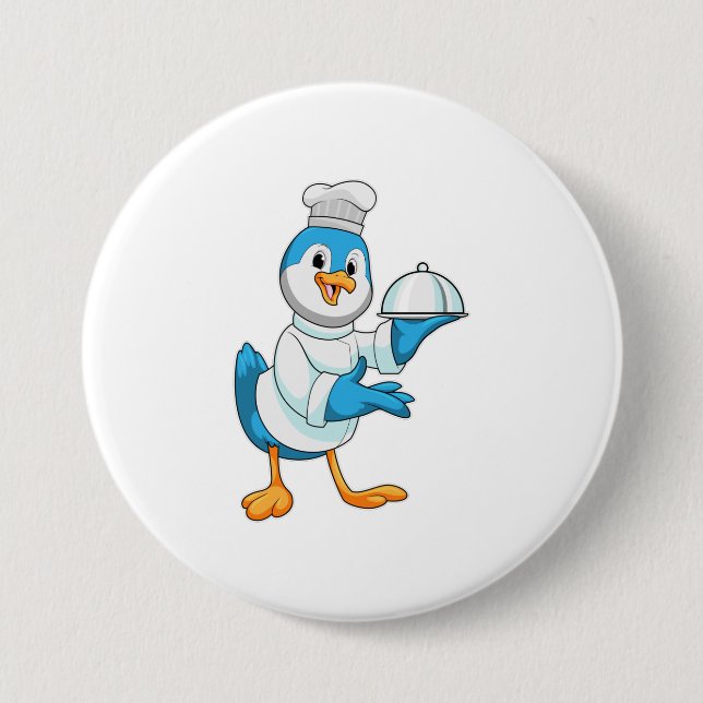 Badge Rond 7,6 Cm Oiseau comme cuire avec Platter (Devant)