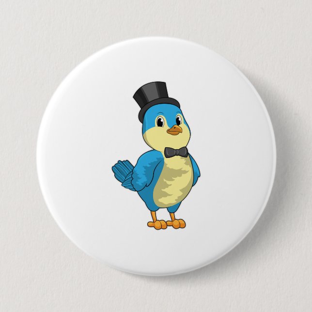 Badge Rond 7,6 Cm Oiseau comme marié avec ruban (Devant)
