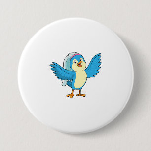 Badge Rond 7,6 Cm Oiseau marié avec voile