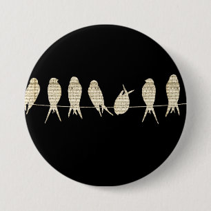 Badge Rond 7,6 Cm Oiseaux de musique