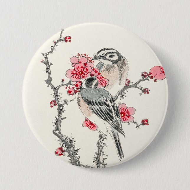 Badge Rond 7,6 Cm Oiseaux japonais 3 (Devant)