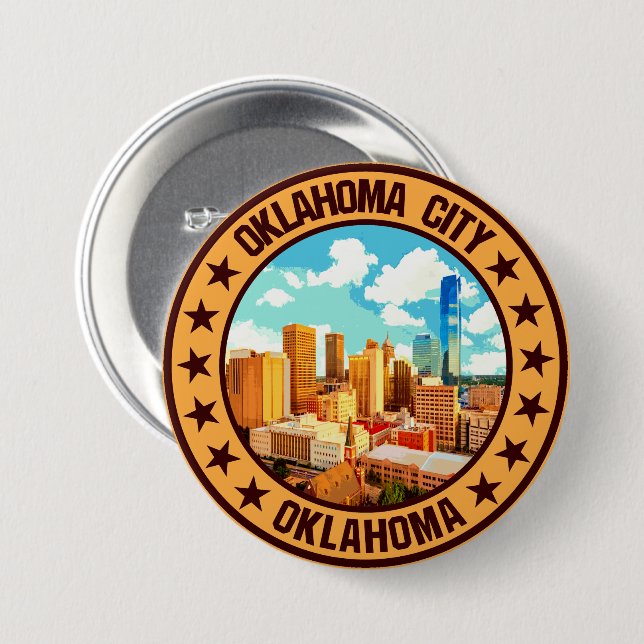 Badge Rond 7,6 Cm Oklahoma City (Devant & derrière)