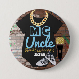 Badge Rond 7,6 Cm Oncle MC Bouton Pinback de la douche de garçon H