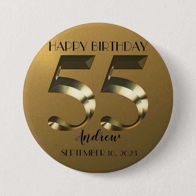 Badge Rond 7,6 Cm Or métallique 55e anniversaire (Devant)