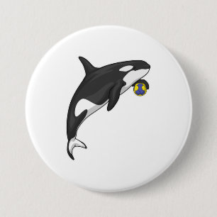 Badge Rond 7,6 Cm Orca Handball player Handball