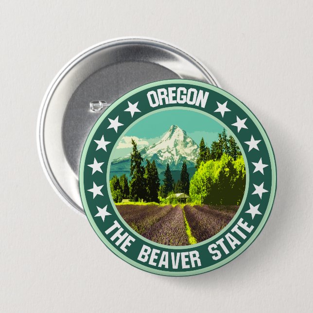 Badge Rond 7,6 Cm Oregon (Devant & derrière)