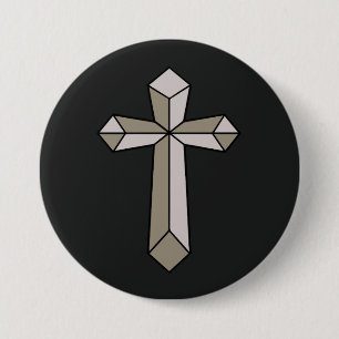 Badge Rond 7,6 Cm origami croix chrétienne