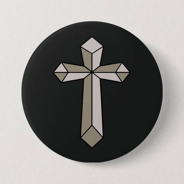 Badge Rond 7,6 Cm origami croix chrétienne (Devant)