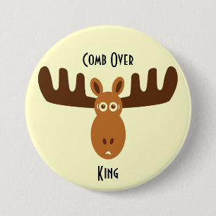 Badge Rond 7,6 Cm Orignaux Head_Comb au-dessus de roi