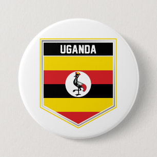 Badge Rond 7,6 Cm Ouganda - Bouclier du drapeau