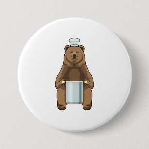 Badge Rond 7,6 Cm Ours comme cuire avec pot de Cuisine