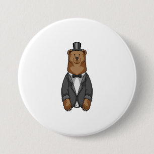 Badge Rond 7,6 Cm Ours comme marié avec veste