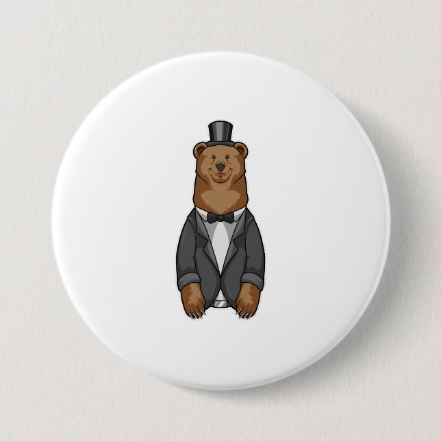 Badge Rond 7,6 Cm Ours comme marié avec veste (Devant)