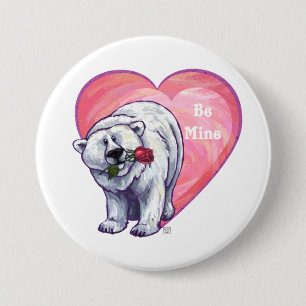 Badge Rond 7,6 Cm Ours polaire Saint Valentin