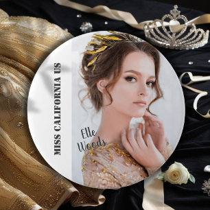 Badge Rond 7,6 Cm Pageant Sash Button Pin - Photo Light Background