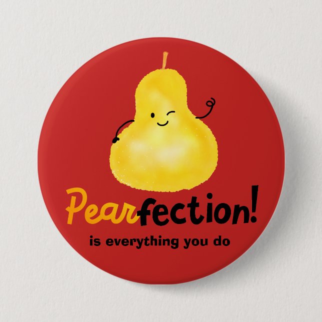 Badge Rond 7,6 Cm Paire de poire positive - Pearfection (Devant)
