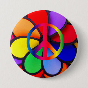 Badge Rond 7,6 Cm Paix et amour_