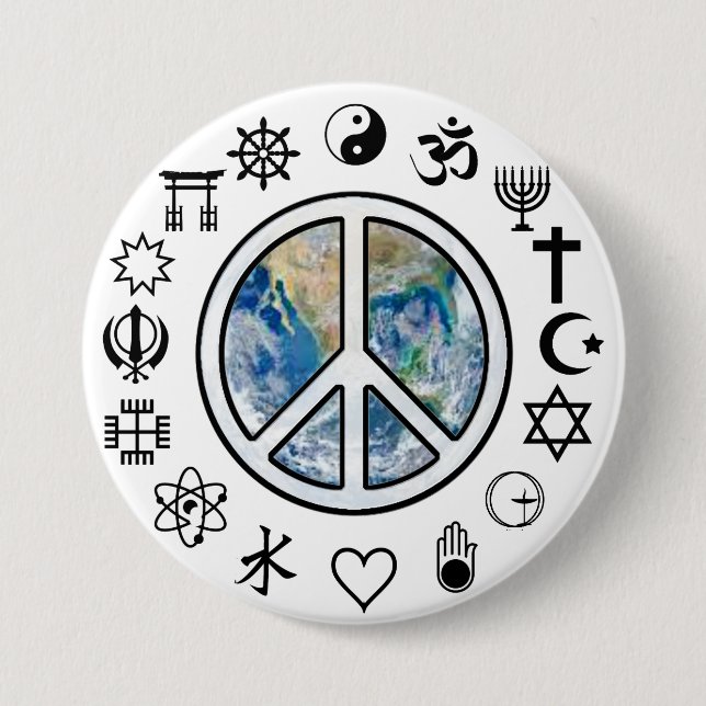 Badge Rond 7,6 Cm Paix mondiale - Paix sur Terre (Devant)