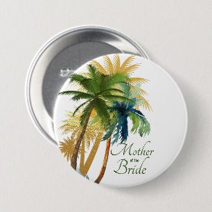 Badge Rond 7,6 Cm Palm Tree Beach Mère du bouton de mariée