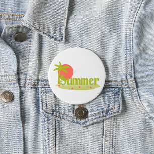 Badge Rond 7,6 Cm Palmier Été avec Soleil et Plage