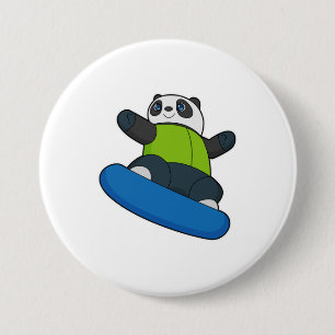 Badge Rond 7,6 Cm Panda a Snowboarder
