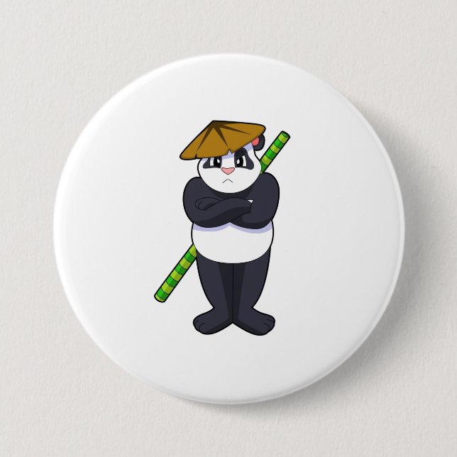 Badge Rond 7,6 Cm Panda à Stick combat Martial arts.PNG (Devant)