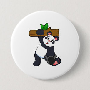 Badge Rond 7,6 Cm Panda avec bois à l'entraînement Force