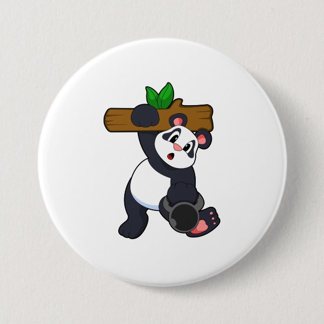 Badge Rond 7,6 Cm Panda avec bois à l'entraînement Force (Devant)