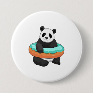 Badge Rond 7,6 Cm Panda avec Donut